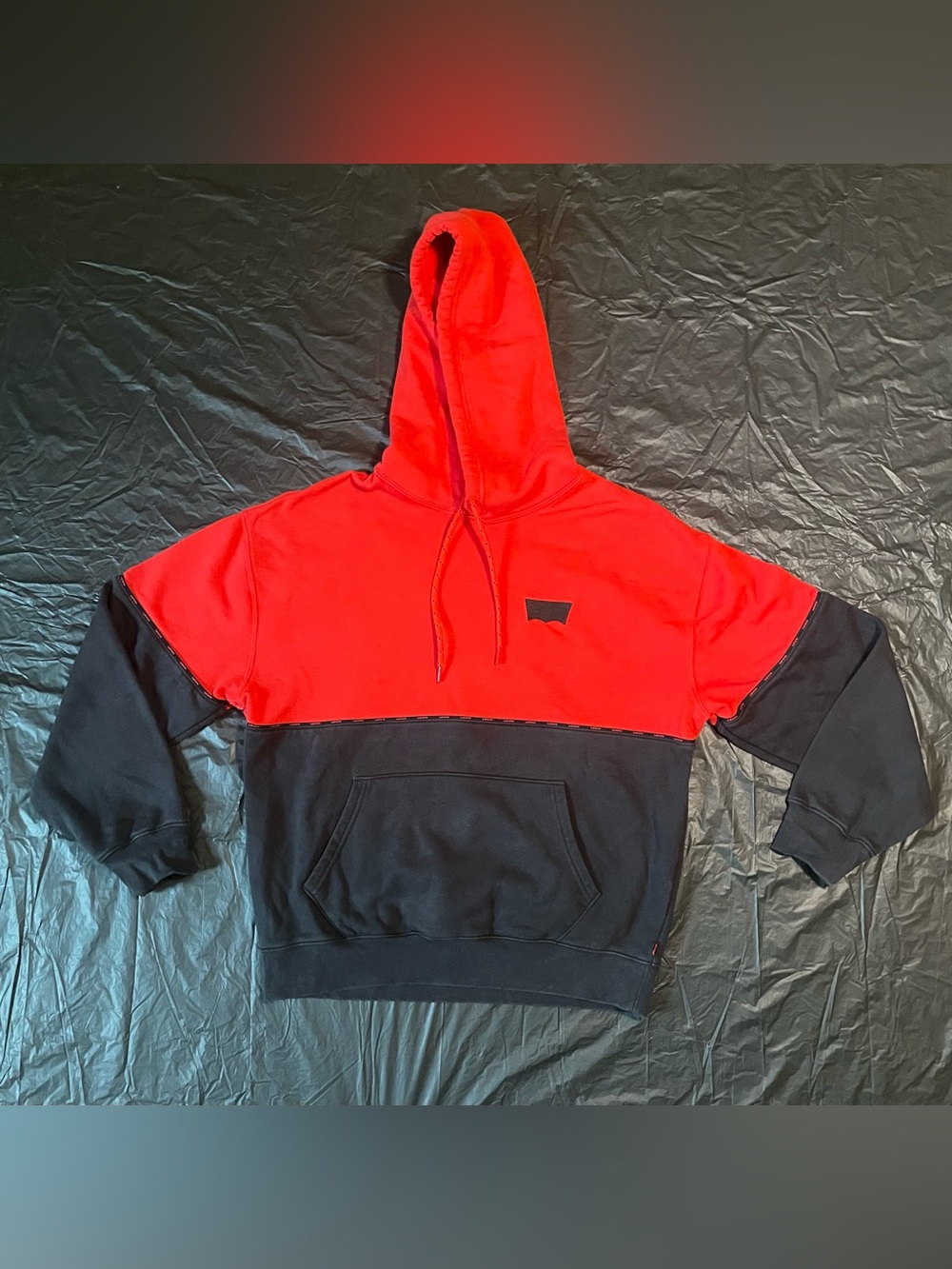 Levi's Red and Black Colorblock Crewneck Hoodie